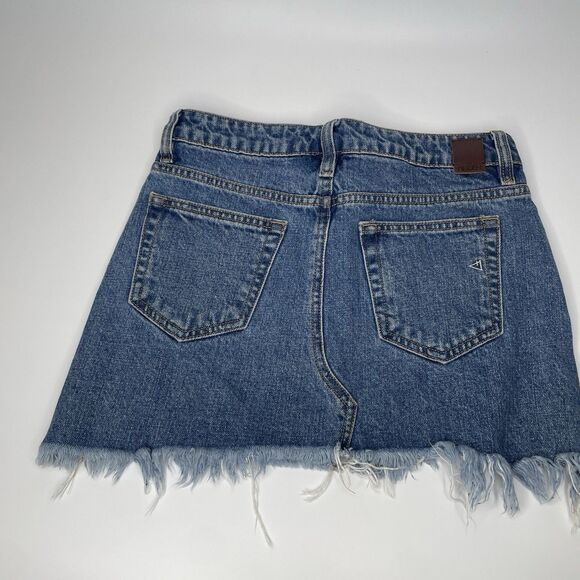 Hidden Jeans Mini Skirt Women XS Blue Floral Embroidery Distressed Denim Sexy - Picture 2 of 13